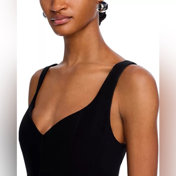 Cinq à Sept Eden Crystal-Embellished A-Line Crepe Cocktail Black Tie Midi Dress - Picture 7 of 12